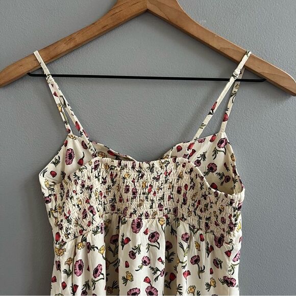 Vans Daly Floral Tan Tank Dress Size XXS Smocked Back Adjustable Spaghetti Strap - Picture 9 of 14